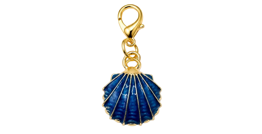 Flat Seashell Charm - Blue