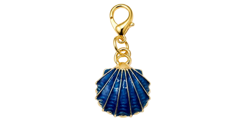 Flat Seashell Charm - Blue