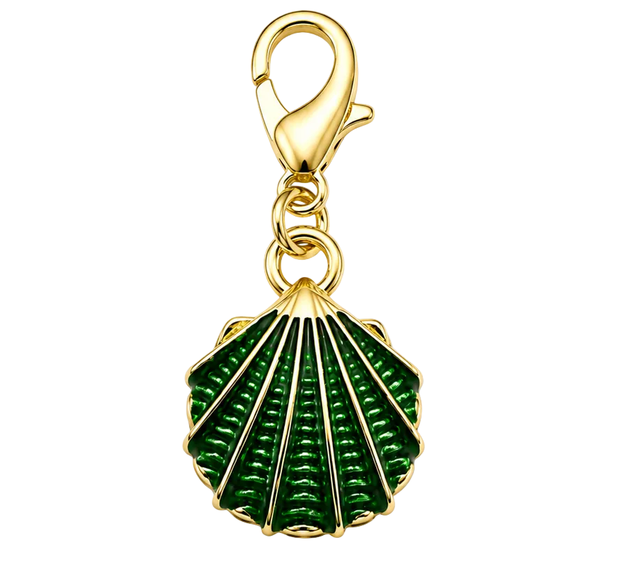 Flat Seashell Charm - Green