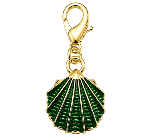 Flat Seashell Charm - Green
