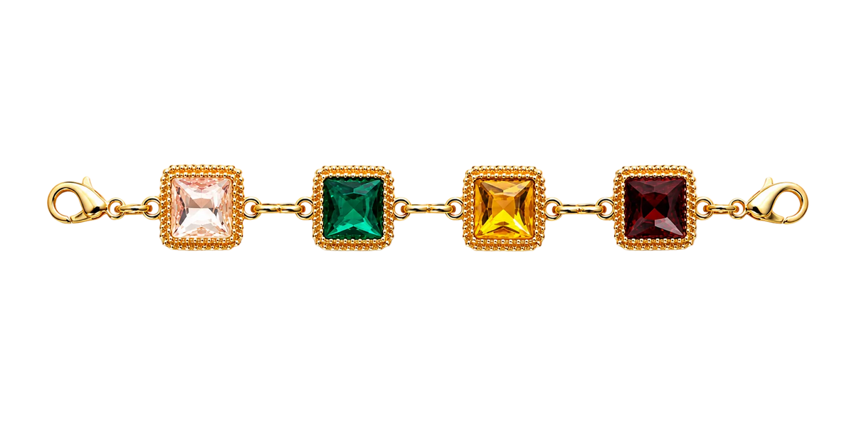 Four-Gem Gold Chain