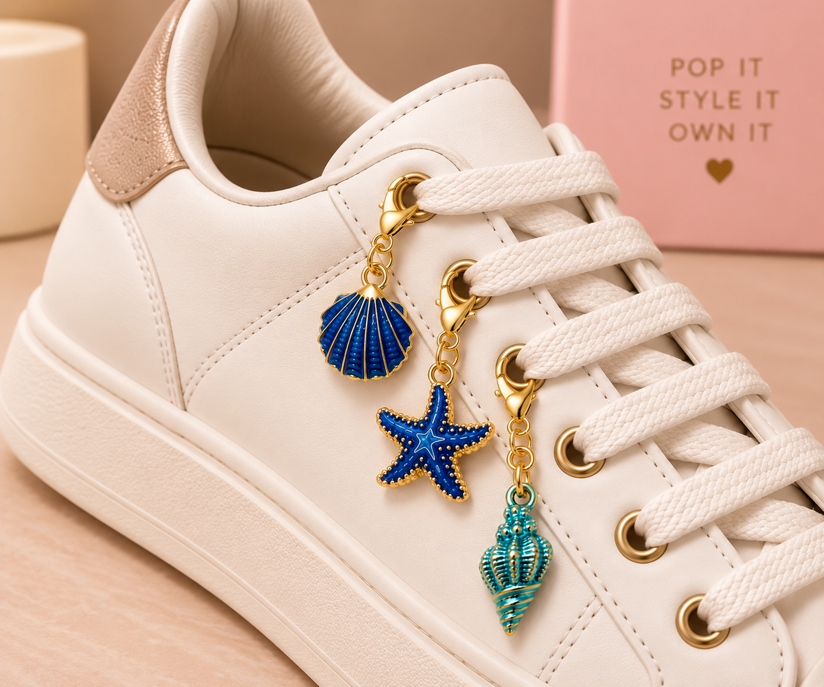 Flat Seashell Charm - Blue