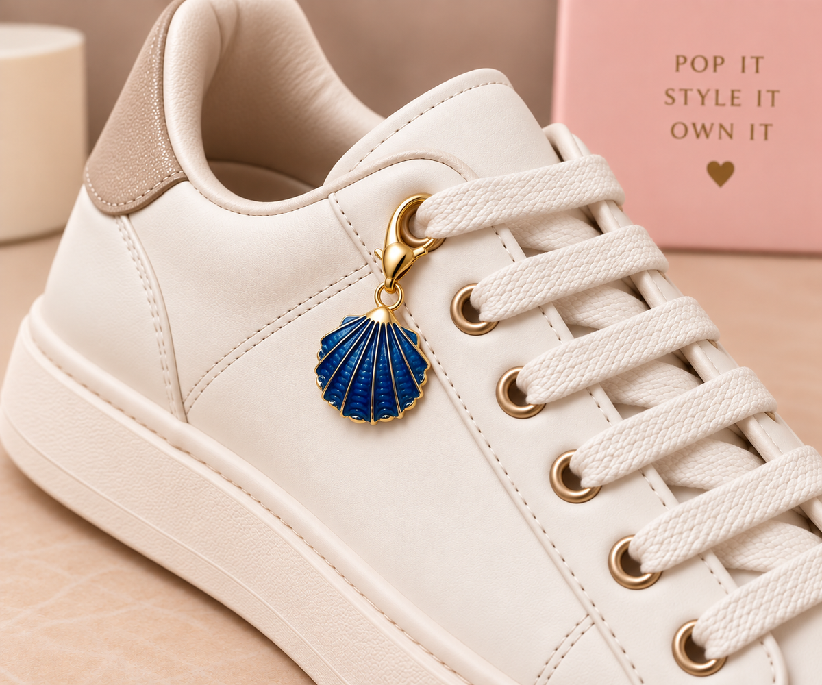 Flat Seashell Charm - Blue
