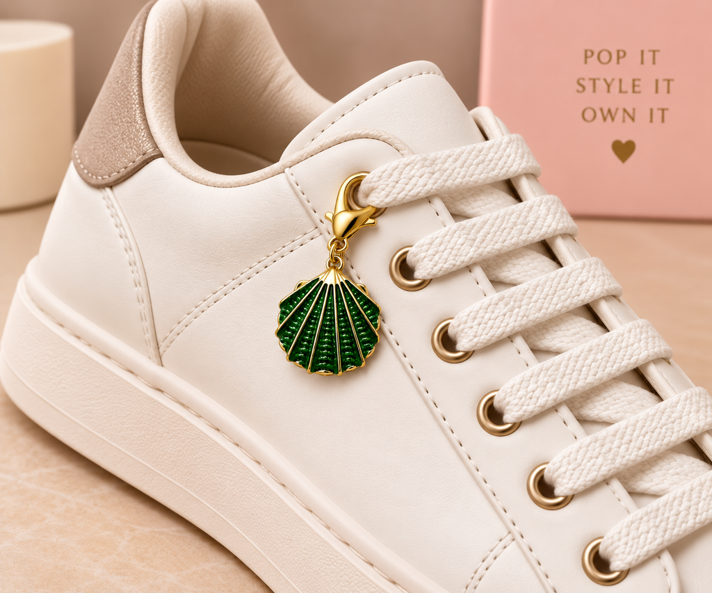 Flat Seashell Charm - Green